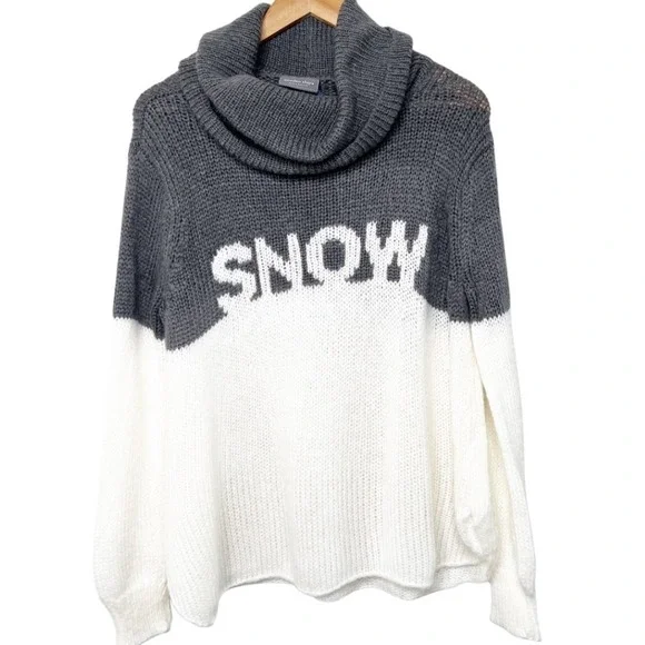 Wooden Ships NWT Snow Cowl Neck Chunky Knit Sweater Grey White Mohair Wool XS - Picture 2 of 8